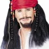 Buccaneer Wig With Bandana (Black) -Adult Costumes Shop FR2470301 full 1